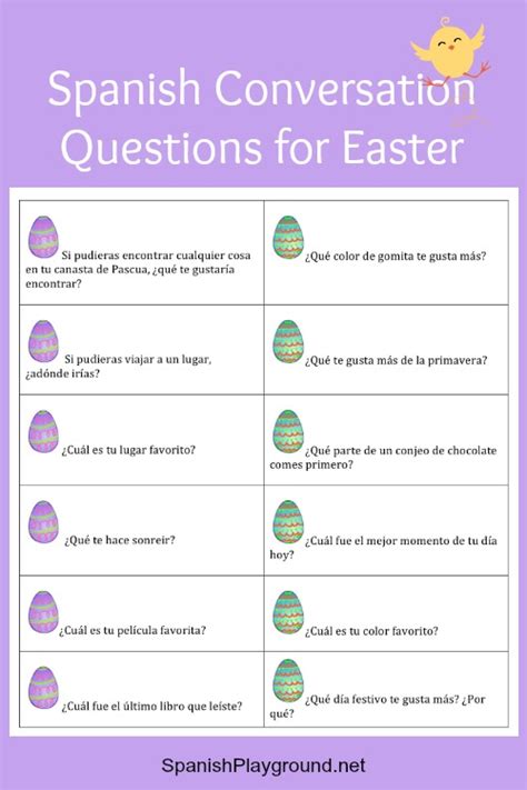 Spanish Easter Conversation Questions Spanish Playground