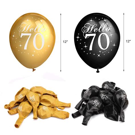Howaf 70th Birthday Party Decorations Black And Gold Latex Balloon And