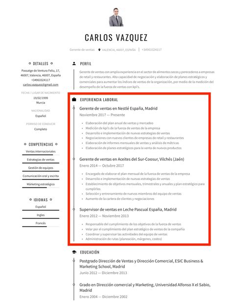 Laboral curriculum vitae experiencia plantilla sin para. Experiencia laboral en el Currículum - Crear un Currículum Vitae