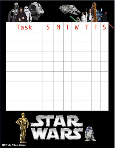 Star Wars Chore Chart Kids Printable Instant Download Etsy