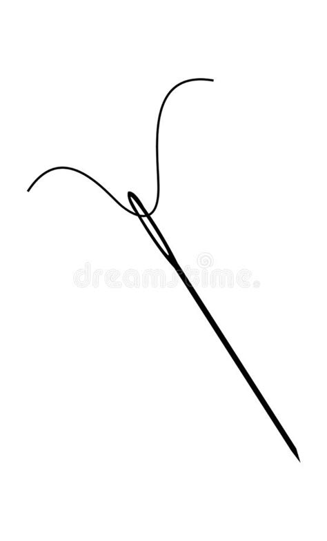 Silhouette Of A Sewing Needle With Thread Stock Vector Illustration Of Illustration