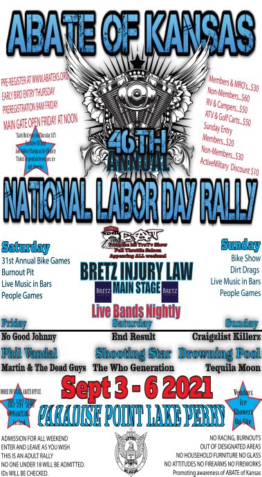 Abate Of Kansas Th Annual National Labor Day Rally Abate Of Kansas