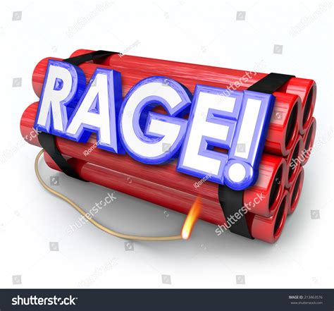 Rage Word In 3d Letters On A Red Dynamite Bomb About To Blow Up From