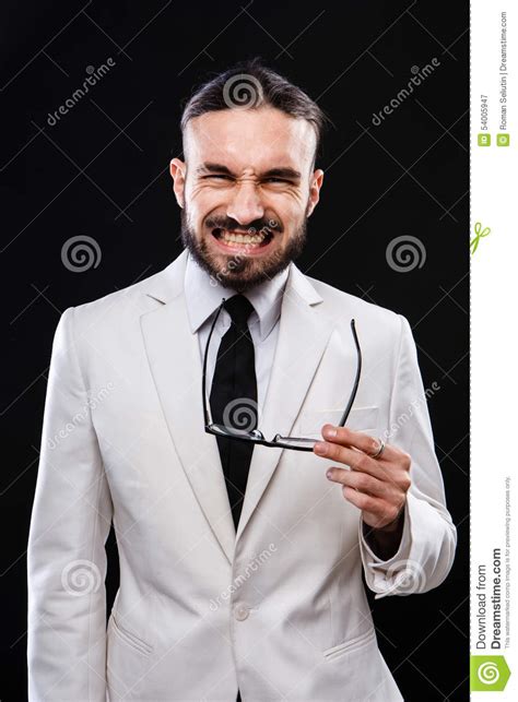 Charismatic Guy In A Suit Emotions Stock Image Image Of Beard