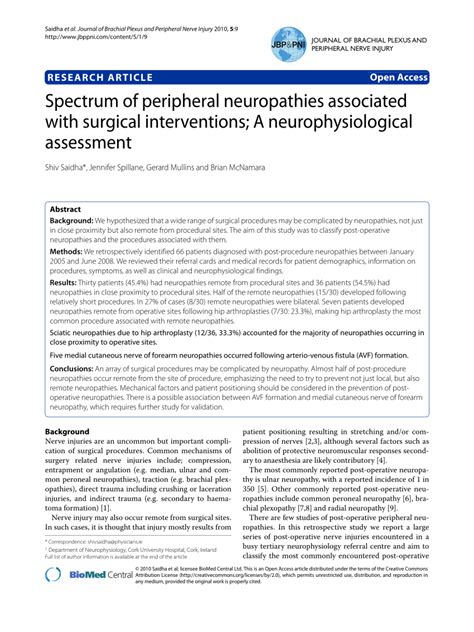 Pdf Spectrum Of Peripheral Neuropathies Associated With Surgical