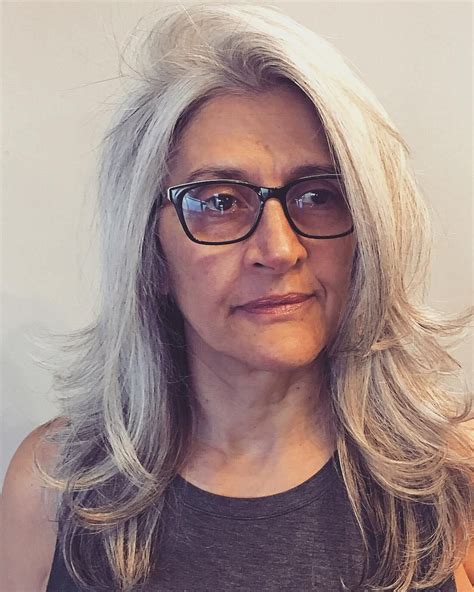 50 modern haircuts for women over 50 to try asap long hair older women grey hair and glasses