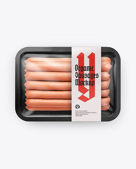Plastic Tray With Long Sausages Mockup In Tray And Platter Mockups On