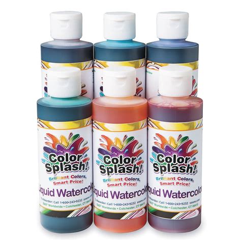 Color Splash Liquid Watercolor Paint 8 Oz Set Of 6