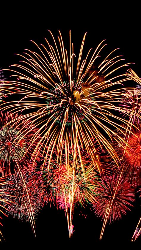 Image 2017 Fireworks Night Time Black Background 1080x1920