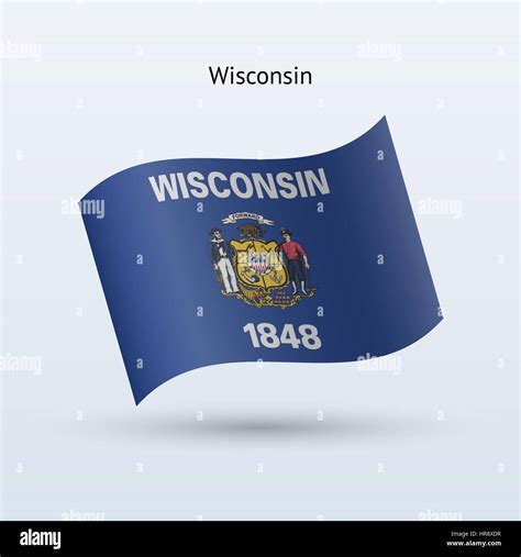 State Of Wisconsin Flag Waving Form On Gray Background Vector