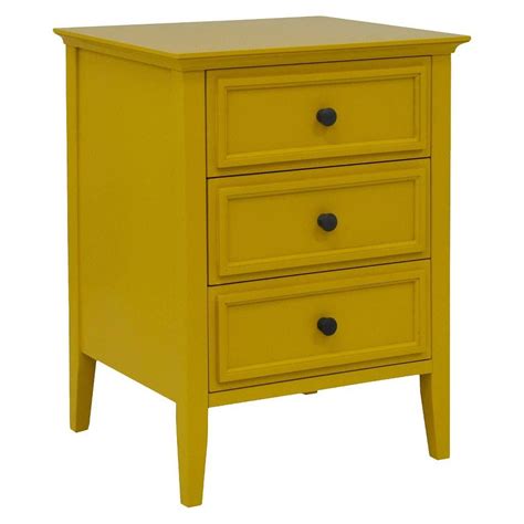 Elkton End Table Three Drawer Painted Yellow Threshold Image 1 Of 3