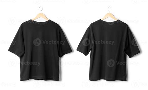 Black Oversize T Shirt Mockup Hanging Isolated On White Background With