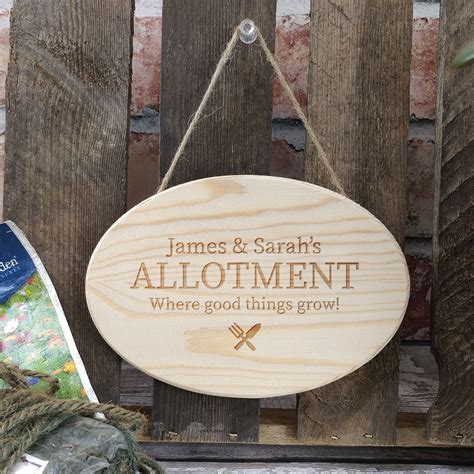 Allotment Personalised Wooden Hanging Sign Uk