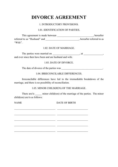 Free Printable Divorce Template Form Generic —