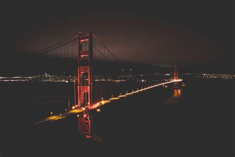 Golden Gate Bridge At Night Time Wallpaperhd World Wallpapers4k