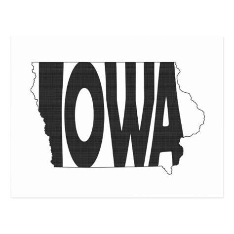 Iowa Shaped Hawkeye State Name Word Art Black Postcard Uk