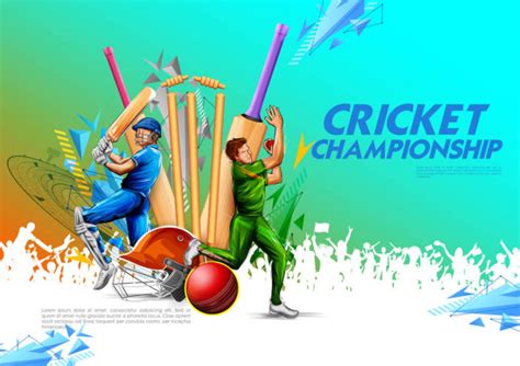 Player In Cricket Championship Background Stock Vector Image By