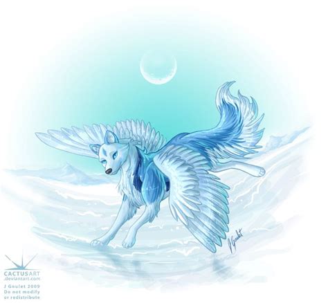 Fire And Ice Wolf With Wings