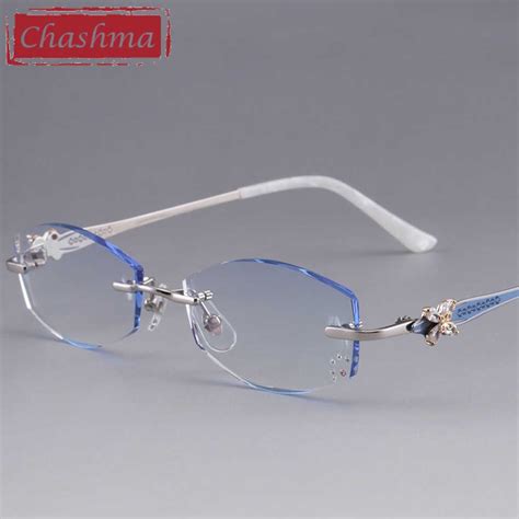 chashma brand diamond rhinestone lenses colored prescription eye lenses fashion women titanium
