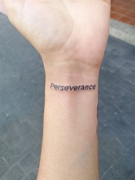 Perseverance Tattoo On Knee