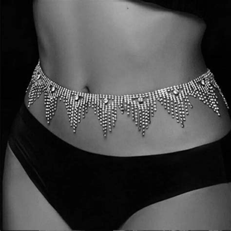 Luxury Rhinestone Tassel Waist Chain Belt Body Jewelry For Women Waist