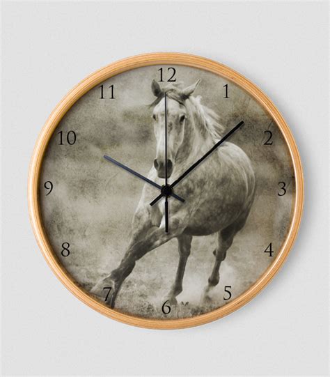 Galloping Grey Horse Wall Clock The Painting Pony