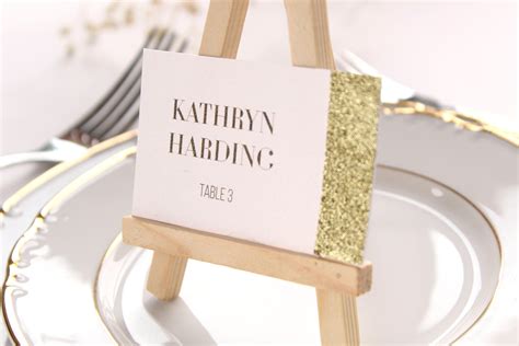 SAMPLE, Gold Glitter Place Card, White Place Card, Glitter Place Card, Flat Place Card, Handmade 