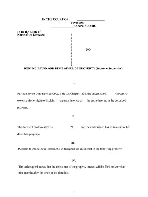 Ohio Disclaimer Form Fill Out And Sign Printable Pdf Template