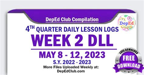 Week 2 Quarter 4 Daily Lesson Log May 8 12 2023 DLL