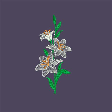 Lilies Embroidery Digital Embroidery Designs Flower Realistic Etsy