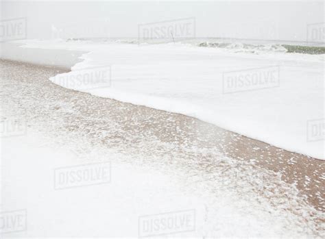 Usa New York State Rockaway Beach Beach In Winter Stock Photo