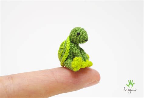 Tiny Green Turtle Crochet Miniature Turtle Amigurumi Animal Etsy