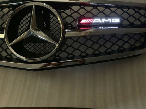 Amg Led Light Front Grille Badge Illuminated Decal Emblem For Mercedes