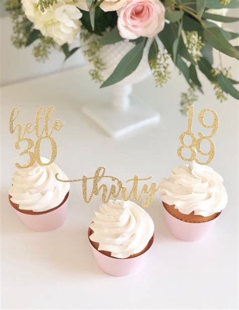 Hello 30 Cupcake Toppers 30th Birthday Custom Age Cupcake Etsy