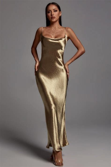 Gold Slip Dress Maxi Mei Mcrae