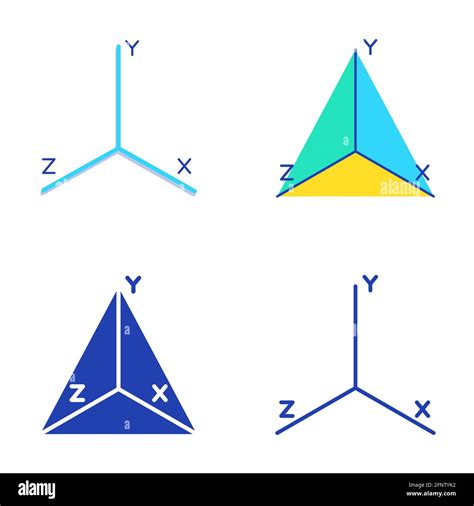 Coordinate Axis System Icon Set In Flat And Line Style Math Graph