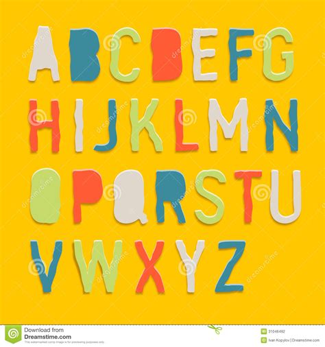 Handmade Color Paper Crafting Alphabets Stock Vector Illustration Of