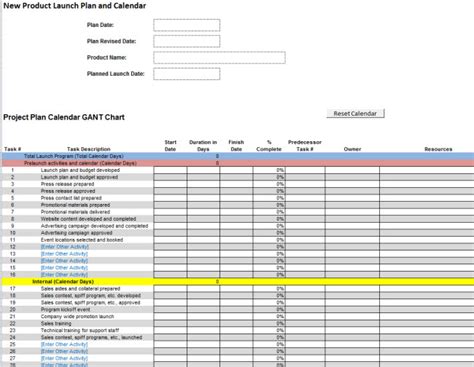 Product Launch Project Gantt Chart And Budget Plan Template