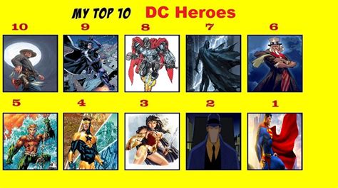 Top 10 Dc Heroes By Tohokari Steel On Deviantart