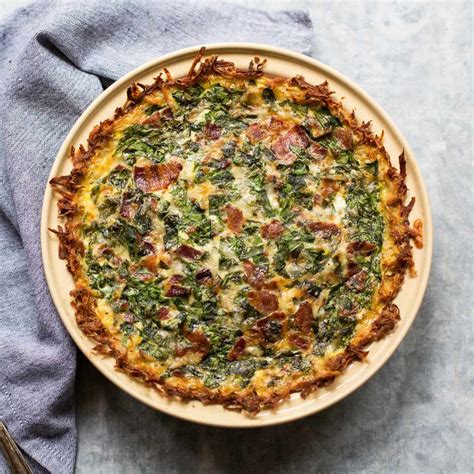 Bacon And Spinach Quiche With Hash Brown Crust Recipe Eatingwell