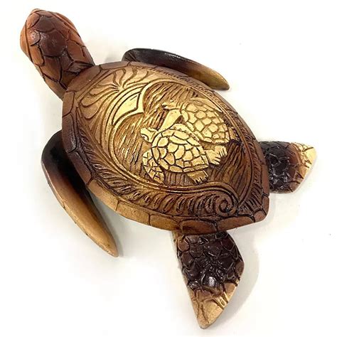 Turtle Wood Carving Hawaiian Turtles Wooden Hand Carved Turtle Tortoise