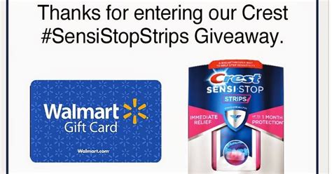 Walmart wants your genuine feedback about your last visit. mygreatfinds: GUEST: Win a Year's Supply Of Crest Sensi Strips & A Walmart Gift Card! 10/13 US