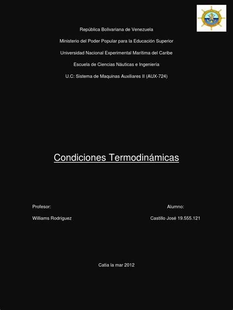 Condiciones Termodinámicas José Gregorio Castillo Pdf