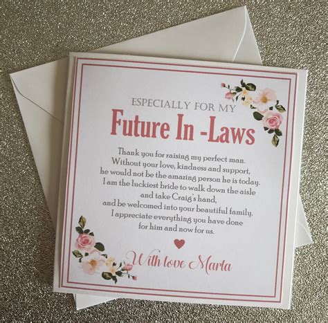 To My Future In Laws In Laws Personalised Wedding Card To