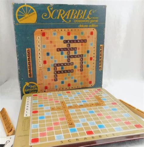 1982 Scrabble Deluxe With Turntable Base Complete Crossword Etsy