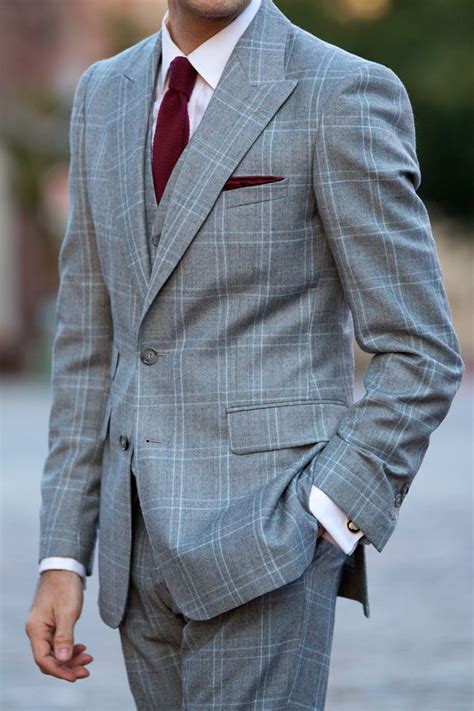 The Grey Plaid Three Piece Suit Three Piece Suit Light Grey Suits