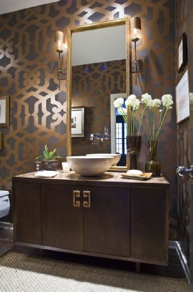 Textured wallpapers are fun and useful for visually enhancing a small room. Andrea Hebard Interior Design Blog: Bold Powder Room Design