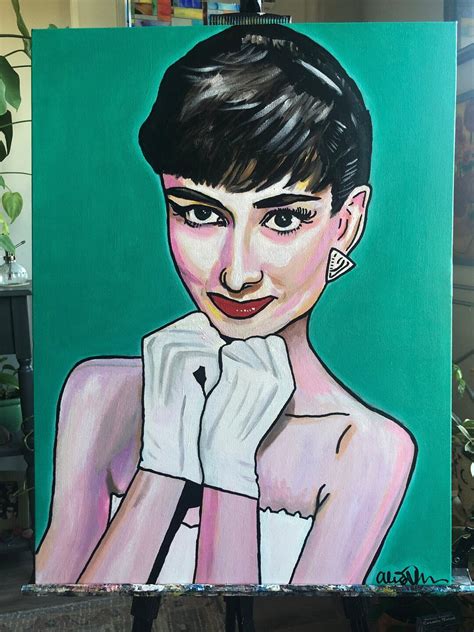 Audrey Hepburn Original Painting 24 X 18 Portrait On Canvas Etsy