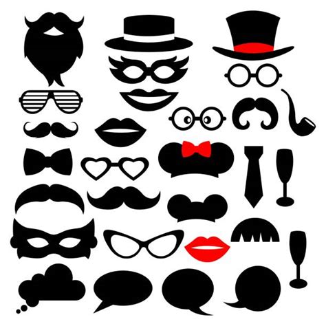 Retro Party Set Glasses Hats Lips Mustaches Mask Party Photo Disguise