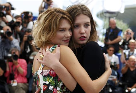 Cast Members Lea Seydoux And Adele Exarchopoulos Pose During A